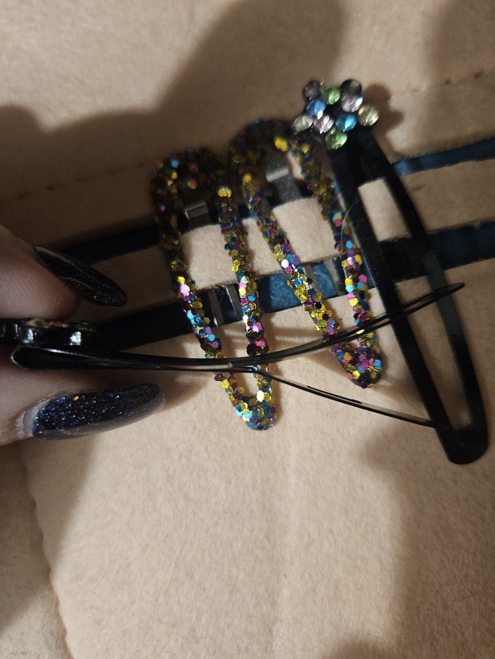 Sparkly Multi-Color Rhinestone Hair Clips Set Of 4 - Picture 3 of 6